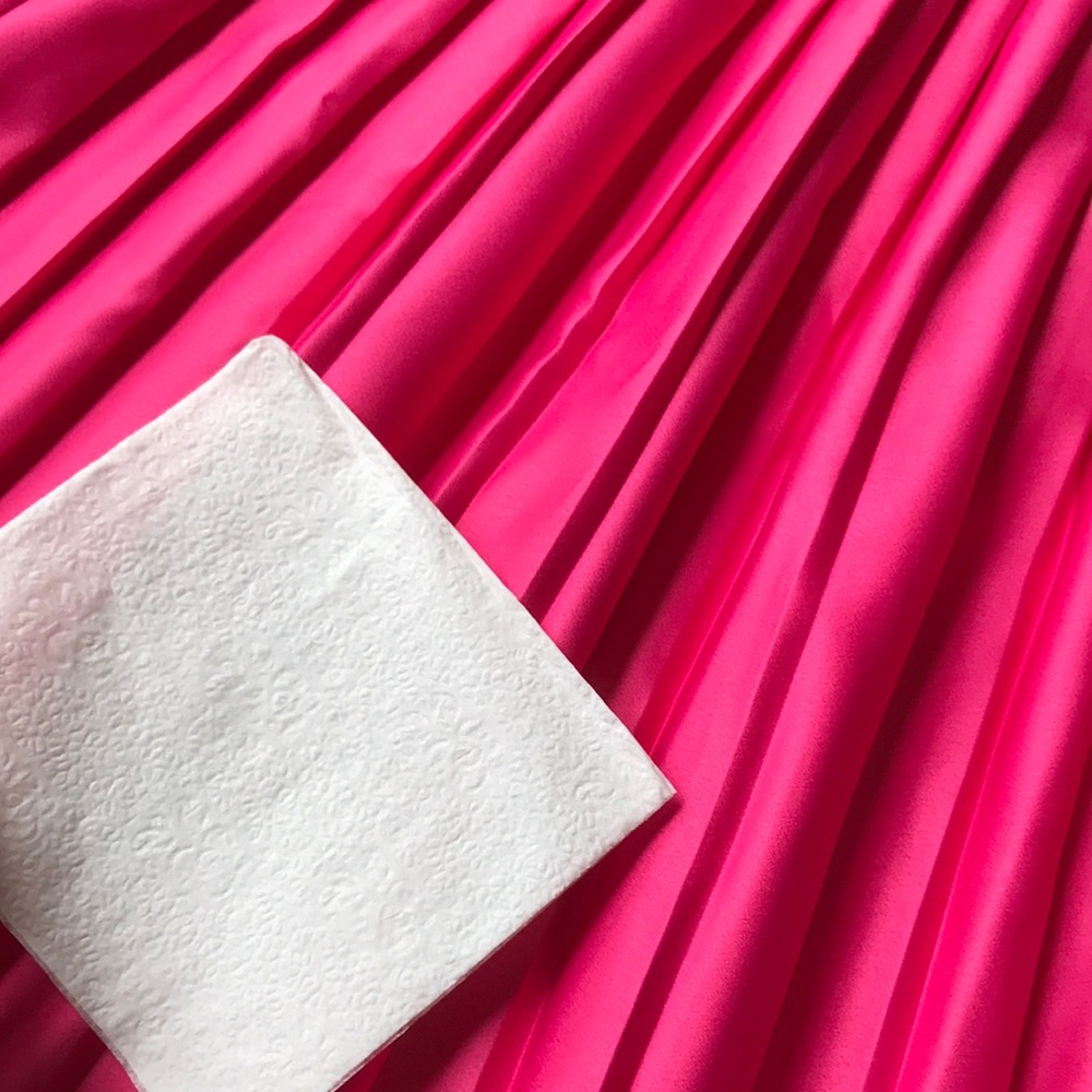 Hot Pink Fuchsia Satin Midi Skirt - S - Picture 5 of 6